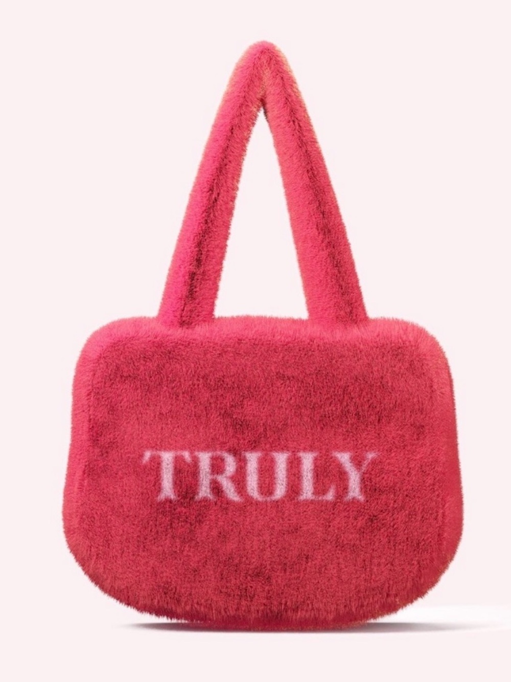 TRULY Beauty Pink Fuzzy Bag Plush Logo Purse New in Package